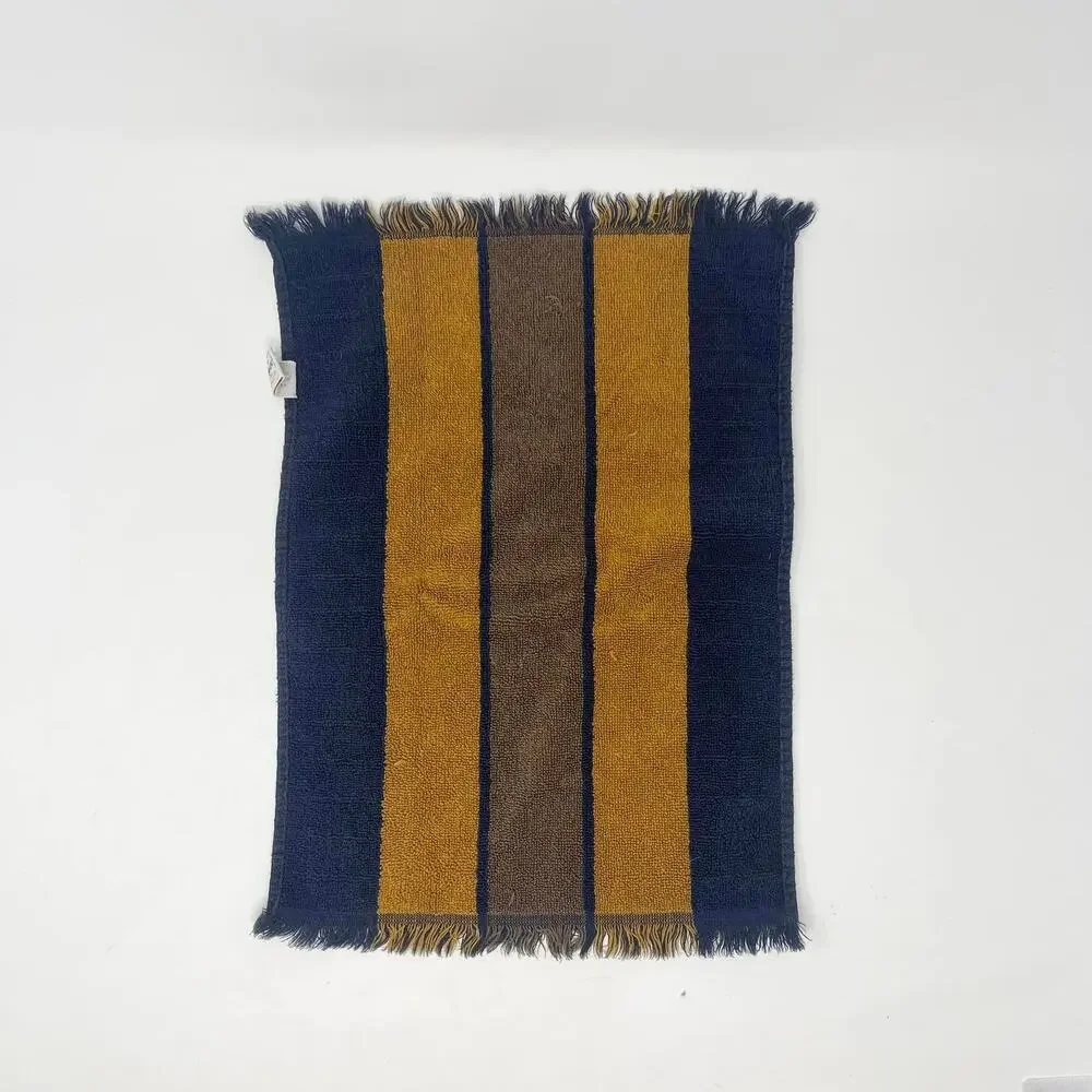 VTG YSL Yves Saint Laurent Fieldcrest Hand Towel Set of 3 Navy Gold Stripe Mono